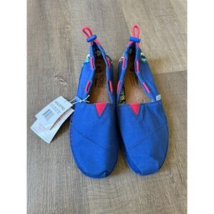 Skechers BOBS Blue Aztec Slip-On Shoes Women's‎ Sz 6.5 Woven Trim Casual Comfort